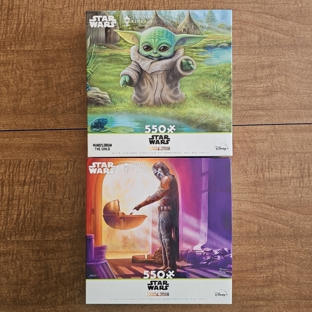 Bundle of 2 - Star Wars The Mandalorian Jigsaw Puzzle Lot Disney Grogu Kinkade